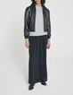 Pull gris col bateau en maille détails bijoux manches femme-7