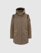 Parka capuche amovible coloris kaki avec écusson chevrons tête de mort femme-1