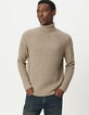 Beiger Herrenrollstrickpulli Rippstrick-2