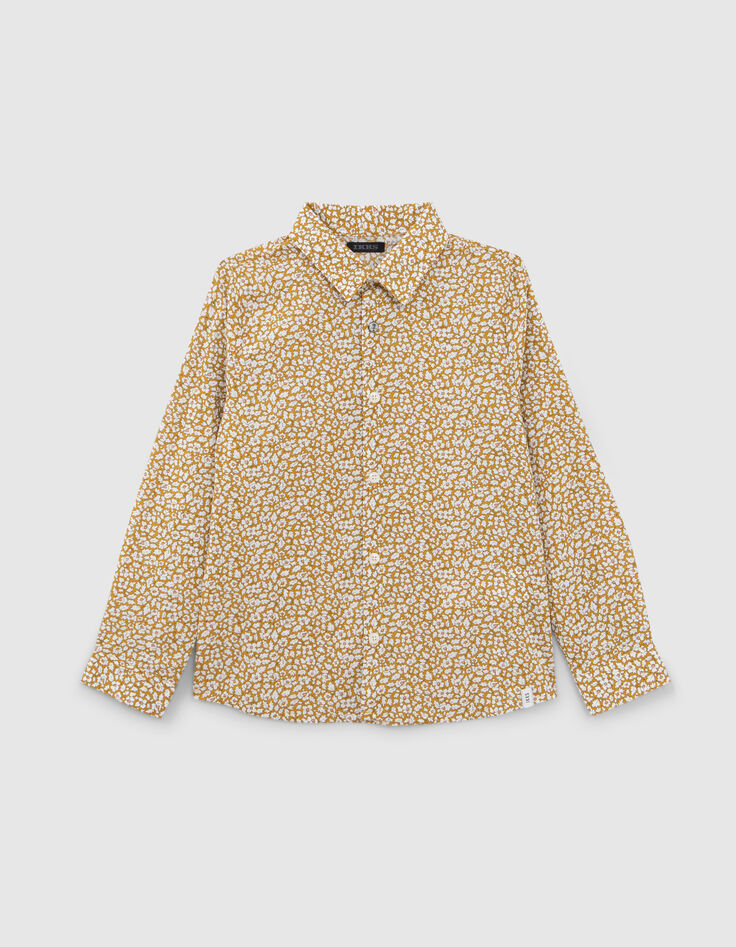 Boys' yellow shirt with floral Liberty® fabric-1