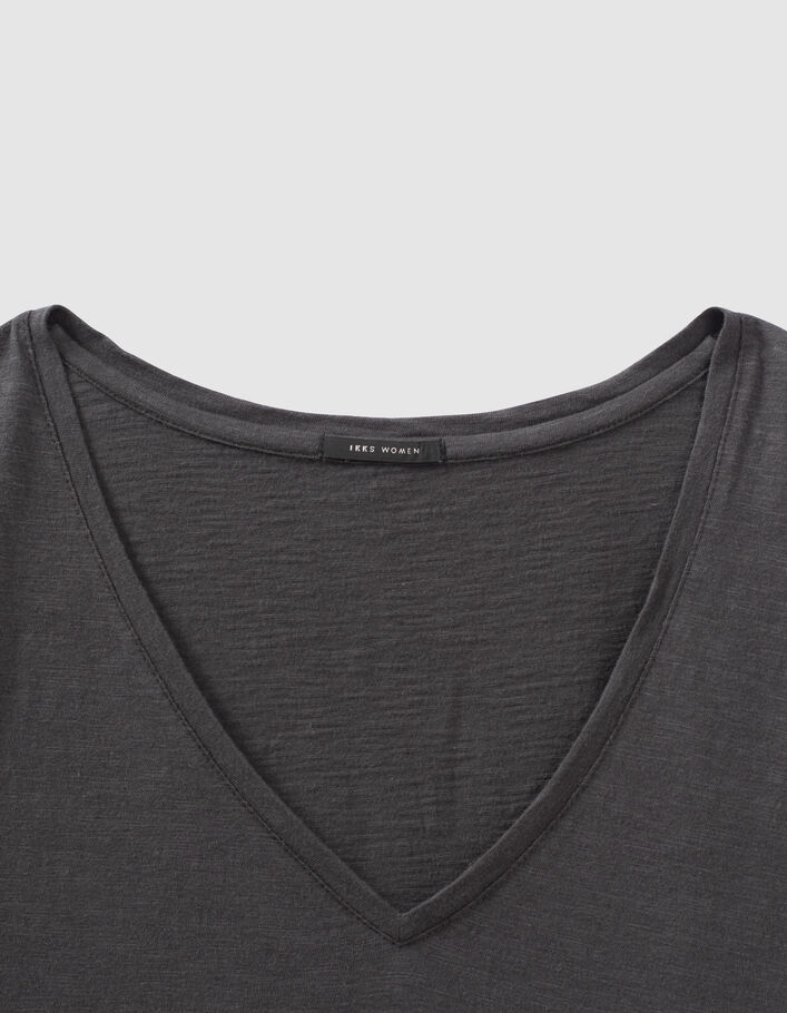 Camiseta algodón ecológico gris calavera mujer - IKKS