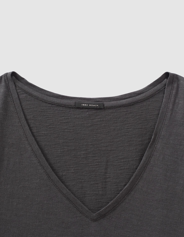 Tee-shirt en coton bio gris visuel tête de mort femme-3 Tee-shirt en coton bio gris visuel tête de mort femme-3