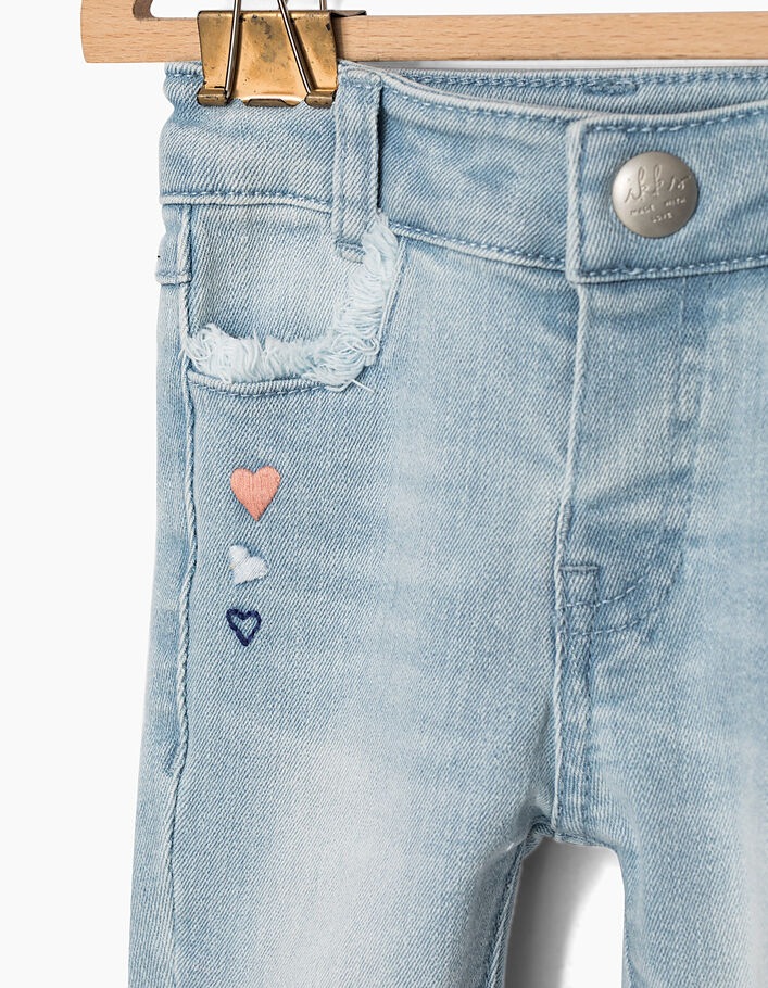 Baby girls' stone blue jeans with fringe detail - IKKS