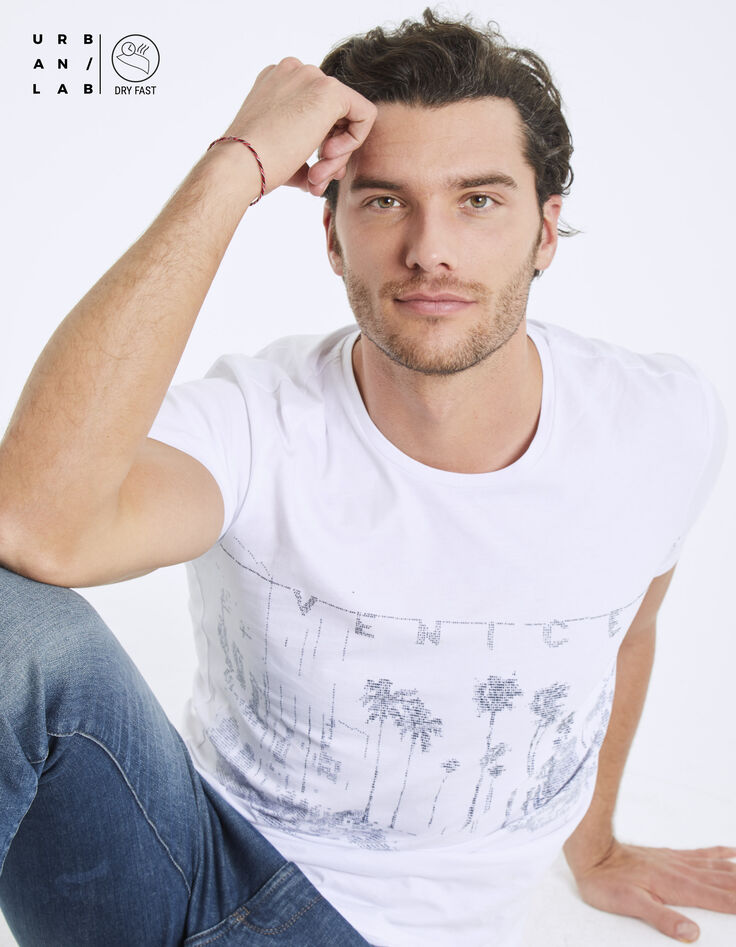 Tee-shirt blanc visuel L.A chiffré Dry Fast Homme-2