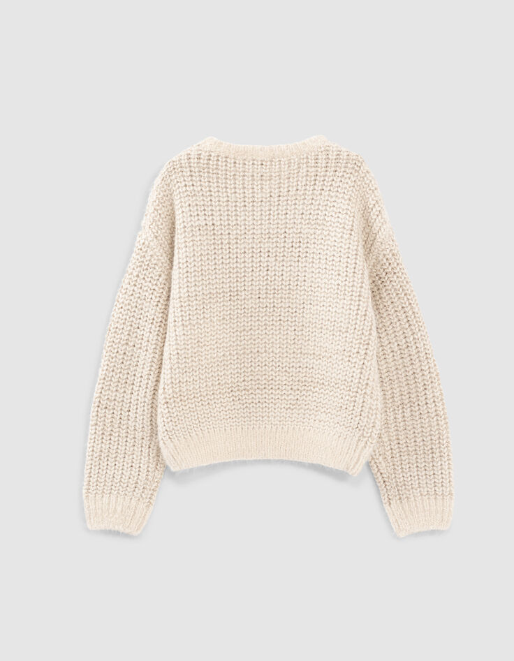 Pull &eacute;cru tricot lurex &agrave; &eacute;toiles fille-4
