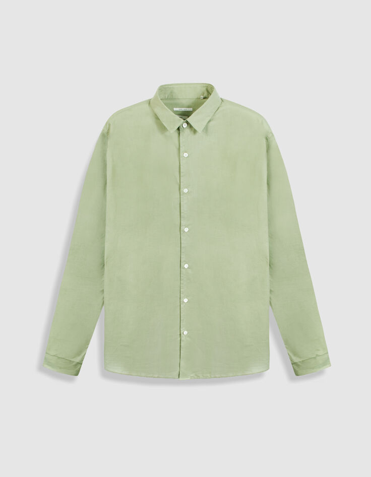 Chemise regular verte voile de coton bio Homme-5