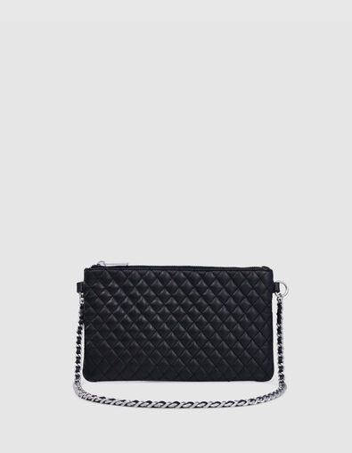 Women's 111 black quilted lambskin clutch bag - IKKS