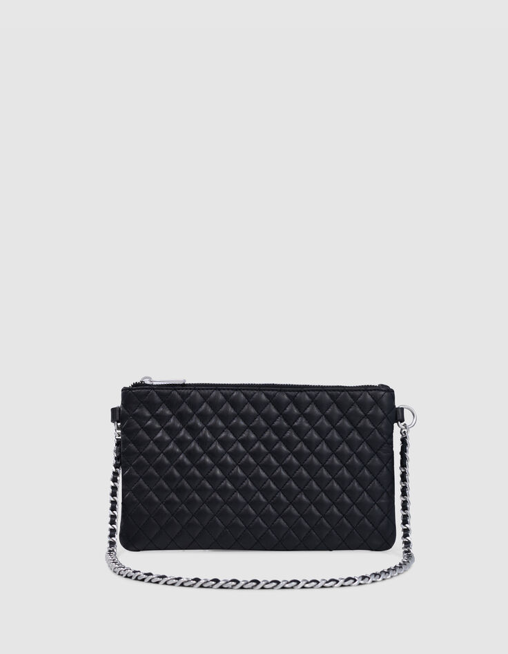 Women's 111 black quilted lambskin clutch bag-1