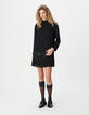 Robe courte noire pliss&eacute;e avec ceinture &agrave; &oelig;illets Femme-2