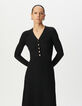 Robe longue noire tricot effet plissé Femme-3