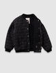 Blouson noir esprit tweed fille-5