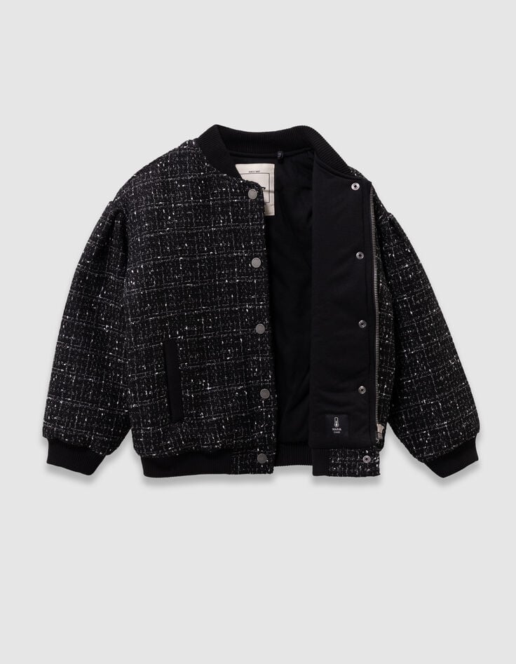 Blouson noir esprit tweed fille-5 Blouson noir esprit tweed fille-5