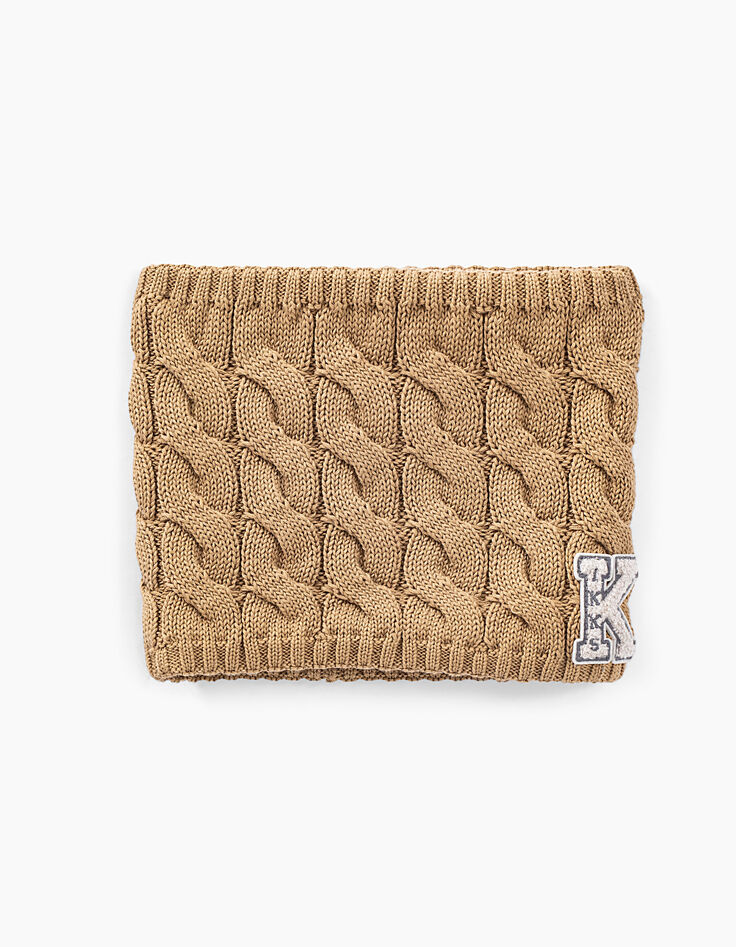 Boys’ sand cable knit snood -1