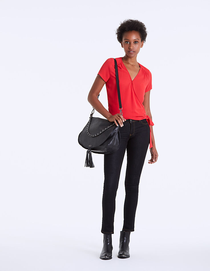 Top en crêpe rouge encolure cache-cœur femme-6 Top en crêpe rouge encolure cache-cœur femme-6