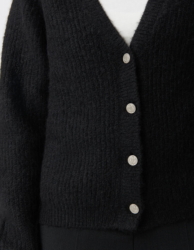 Schwarze Strickjacke in Übergröße für Damen-5