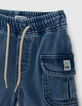 Baby boys’ blue denim CARGO elasticated waist Bermudas-2