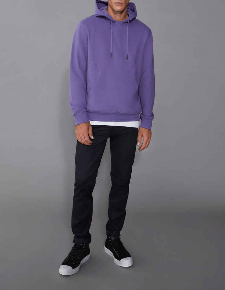 Sweat violet à capuche molleton Homme-7