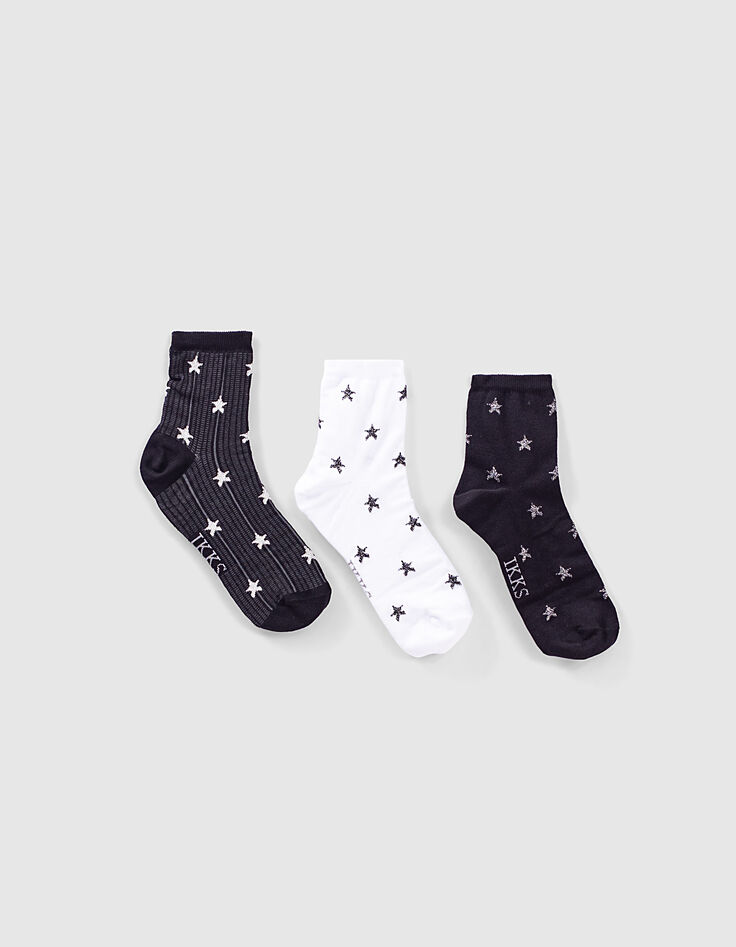 Lot 3 paires de chaussettes étoiles rock femme-1