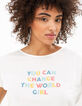 I.Code off-white organic T-shirt with coloured slogan-4