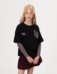 Girls’ burgundy pleated short skirt-3