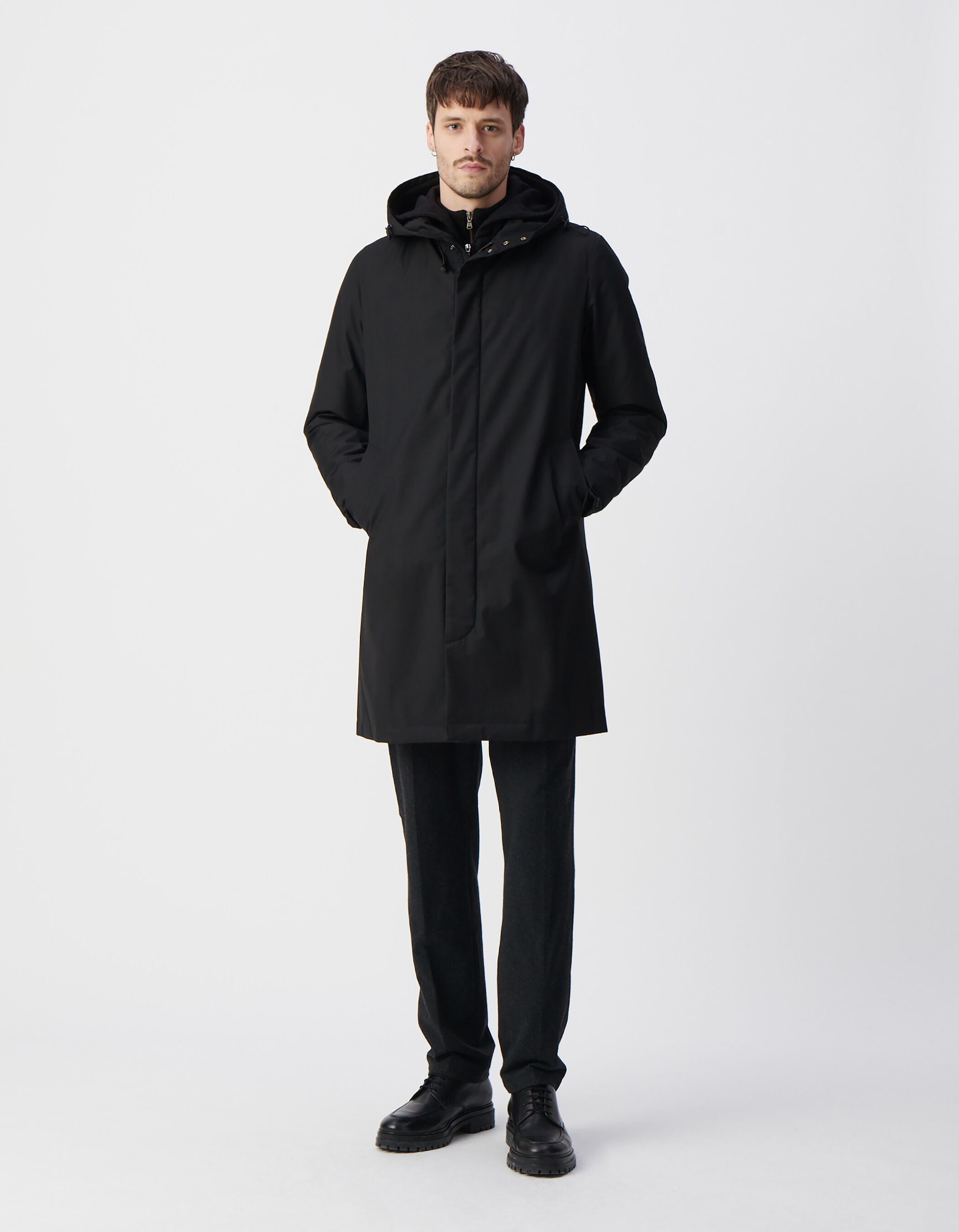 Parka noire parementure amovible Homme
