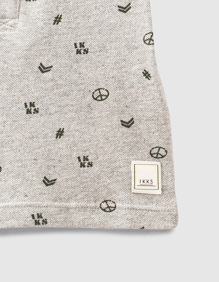 Baby boys’ medium grey marl mini motif polo shirt -4