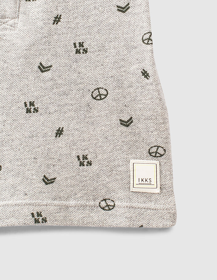 Polo gris chiné moyen imprimé mini motifs bébé garçon  - IKKS