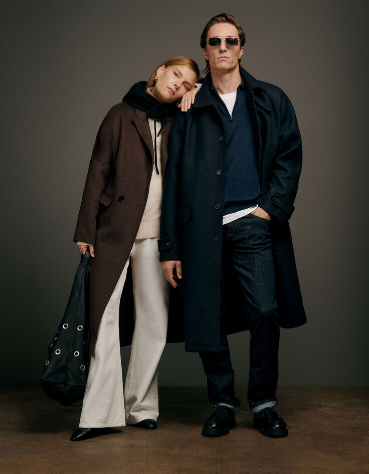 Men's navy blue long coat-10