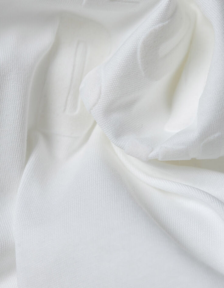 Herren T-Shirt aus wei&szlig;em Samt mit GEFLOCKTER Botschaft-9