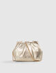 Goldfarbene Damenbeuteltasche aus Metallic-Leder-1