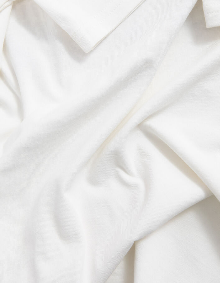 Boys’ white organic cotton T-shirt, SMILEYWORLD skaters photo - IKKS