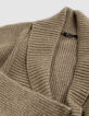 Chaqueta con cinturón militar caqui de punto lúrex para mujer-7