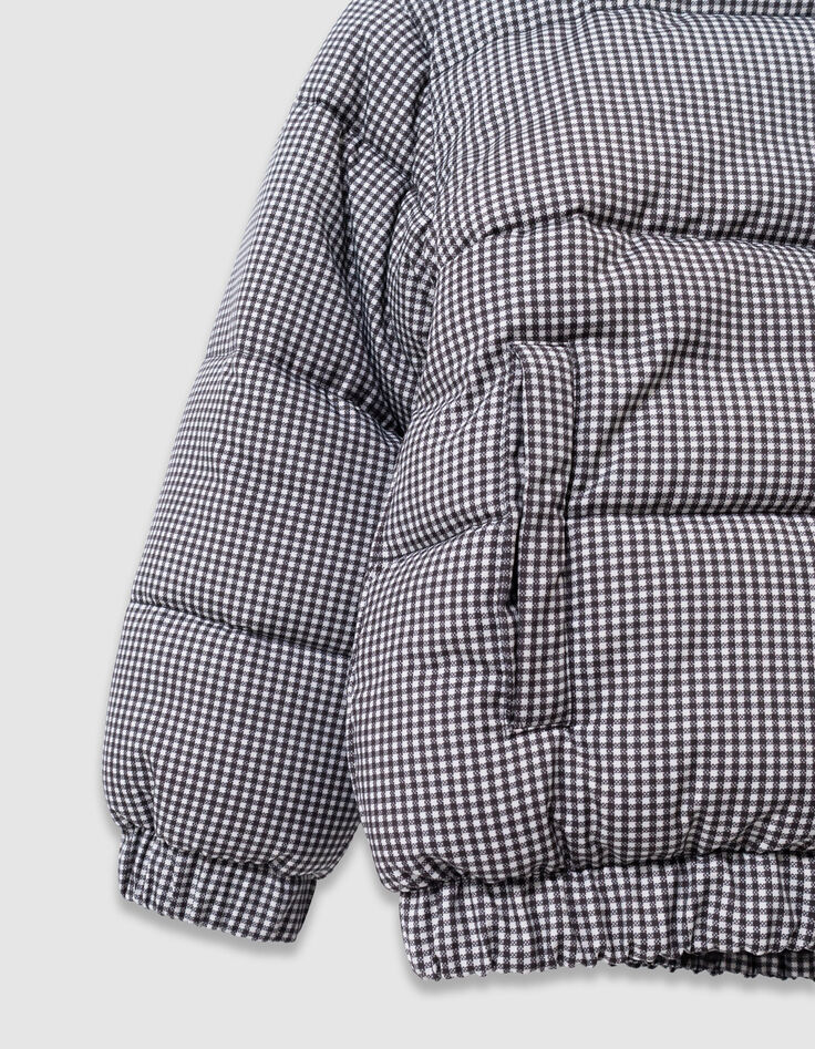 Plumas reversible negro pata de gallo y sherpa niña-7