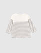 Camiseta blanco roto rayas y marcas bebé niño-3