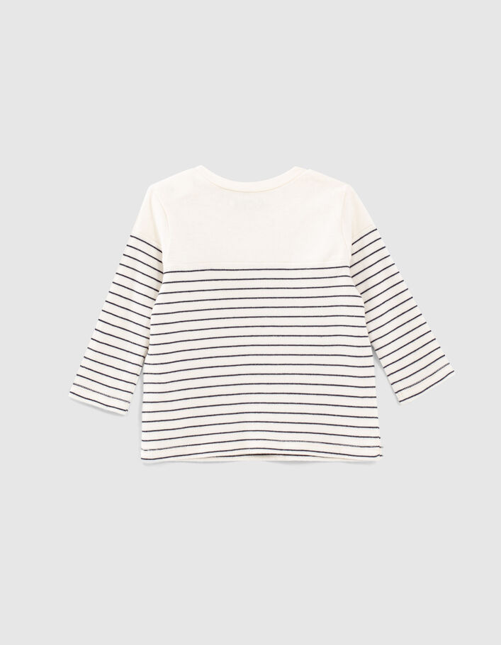 Baby boys' off-white striped T-shirt with marking - IKKS