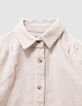 Ecru overshirt ribvelours meisjes-3