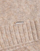 Robe beige chiné tricot torsadé fille-5