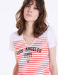 Tee-shirt marinière "Los Angeles" lin rose femme-4
