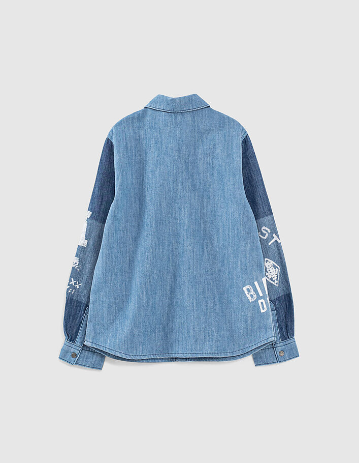 Boys’ lasered organic cotton denim shirt - IKKS