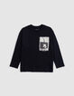 T-shirt noir coton bio guitare-ampli sur imprimé garçon-1
