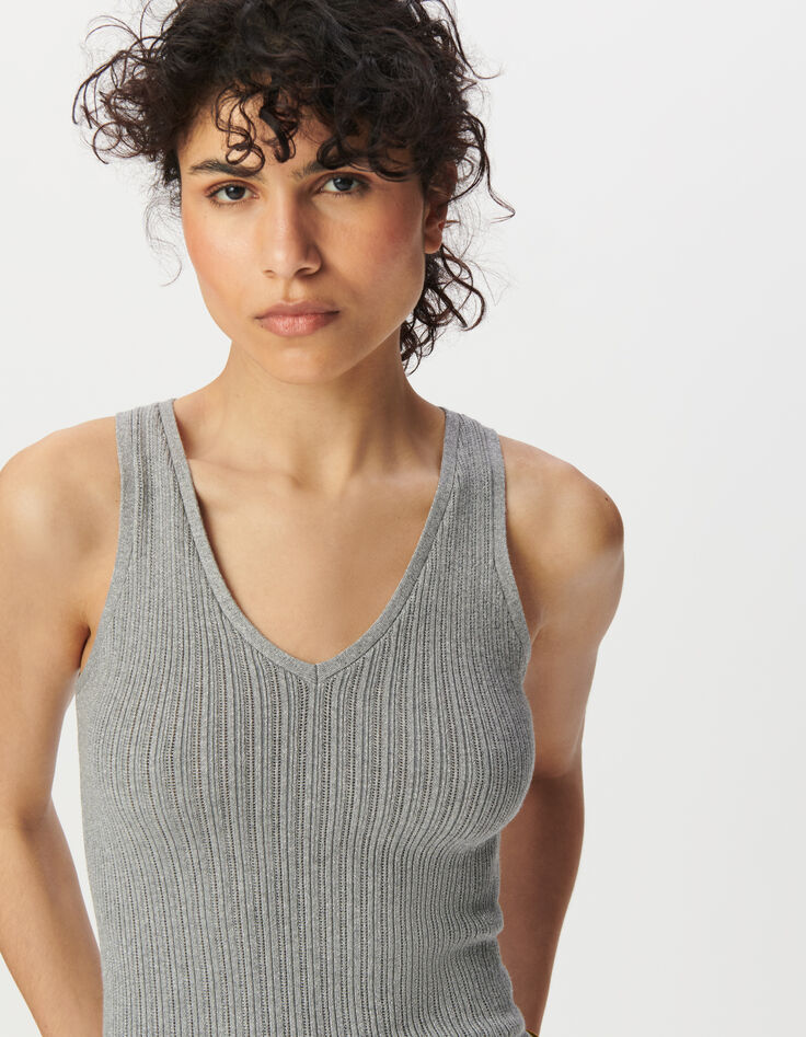 Pull débardeur gris tricot fantaisie-4 Pull débardeur gris tricot fantaisie-4