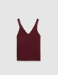 Pull bretelles bordeaux tricot fantaisie côtelé Femme-5
