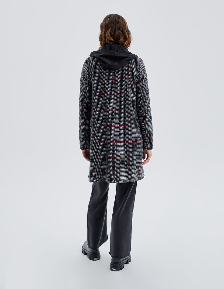 Zwarte jas loose pied-de-coq-motief Dames-3