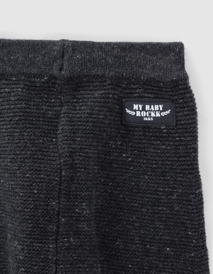 Pantalón gris jaspeado de tricot algodón bio bebé-5