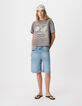 Grijs oversized t-shirt met adelaarsontwerp voor dames-1