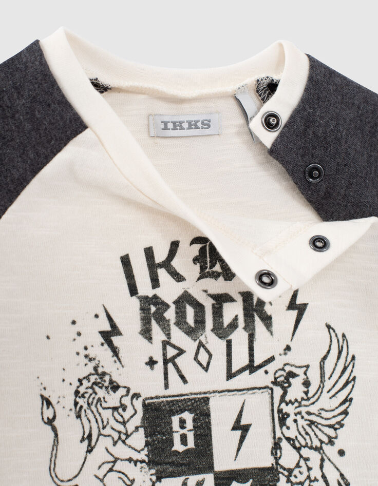 Cremeweißes Shirt mit Wappen für Babyjungen -6