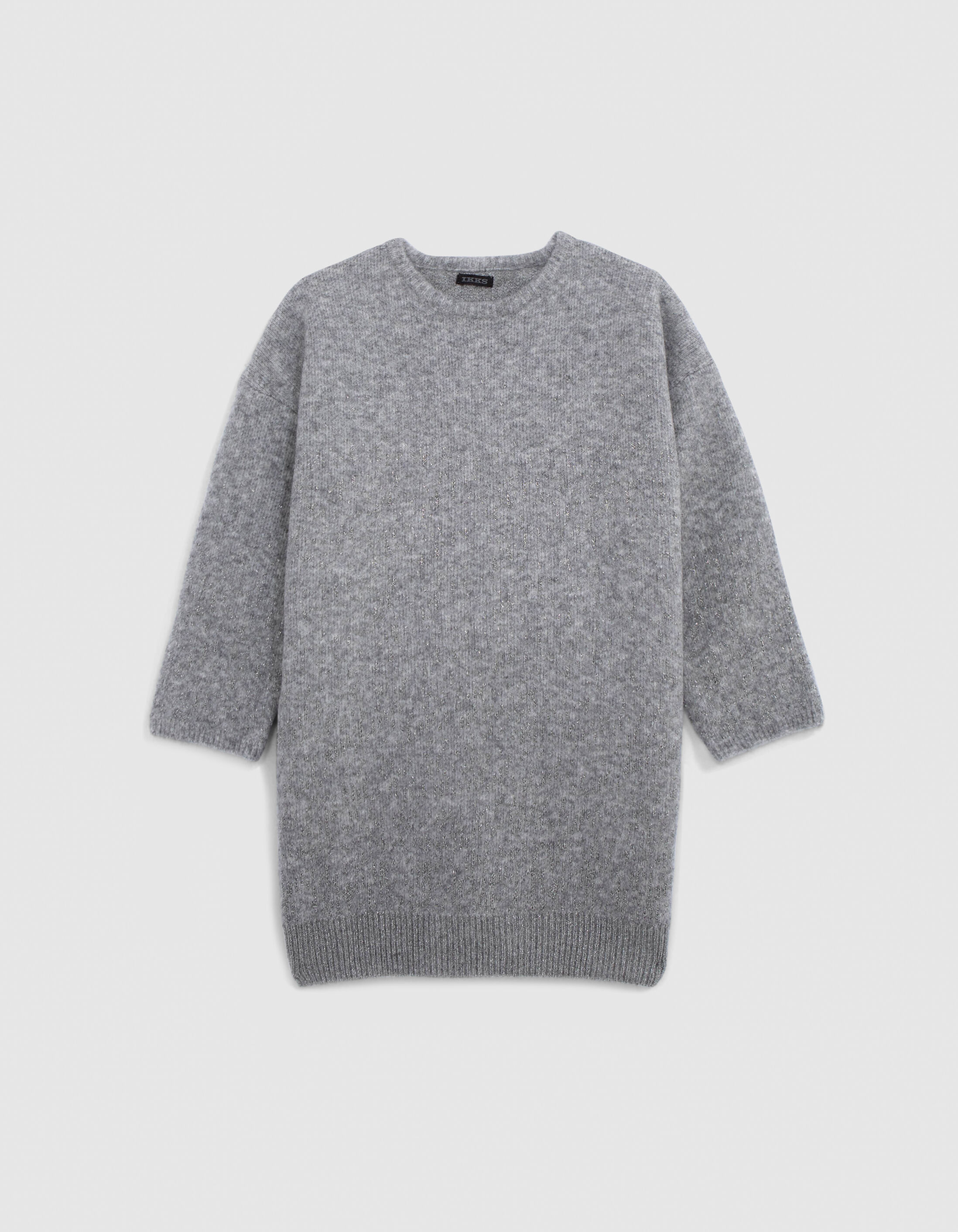 Robe pull gris tricot jacquard lurex fille IKKS