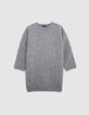 Robe pull gris tricot jacquard lurex fille-1
