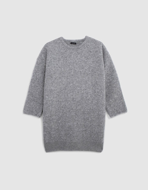 Robe pull gris tricot jacquard lurex fille - IKKS