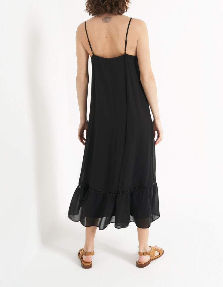 Langes schwarzes Kleid mit schmalen Trägern I.Code-2